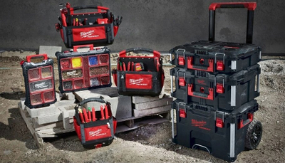 Çantë veglash Milwaukee Packout Tote, 500mm, material balistik, e kuqe