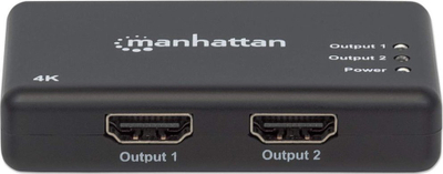 Ndarës HDMI Manhattan 4K me 2 porta, 30Hz, i zi