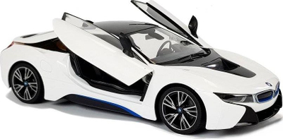 Makina me telekomandë Leantoys BMW i8 Rastar, shkalla 1:14, dyer automatike, e bardhë