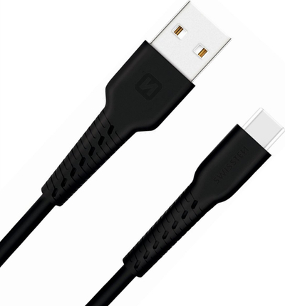 Kabllo të dhënash Swissten USB A në USB C, 1m, USB 2.0, e zezë