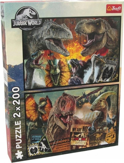 Puzzle Trefl Universal Jurassic World Prehistoric World, set me 2 puzzle, 200 copë, shumëngjyrësh