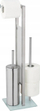 Set tualeti WENKO Rivalta, çelik inox dhe xham, me mbajtëse letre higjienike dhe rezervë, inox