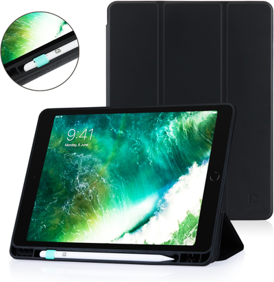 Këllf tableti DEQSTER Slim Case ST2 për iPad 10.2" 7/8/9 Gen, me vend për stylus, ngjyrë e zezë