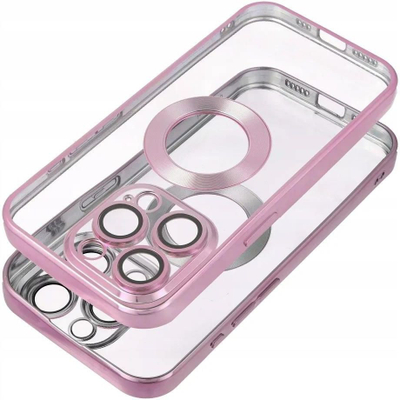 Këllëf telefoni GLAM për iPhone 16e, TPU, me kornizë zbukuruese, rozë