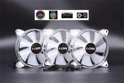 Set ventilatoresh PC 1stCool AURA EVO CRYSTAL ARGB, 3x 120mm, me ARGB Nano Controller, e bardhë