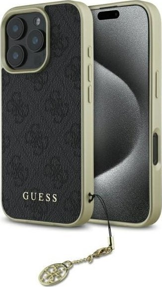 Kuti mbrojtëse Guess 4G Charms për iPhone 16 Pro Max 6.9", koleksioni 4G, e zezë