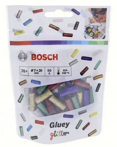 Shkopinj ngjitës me shkëlqim Bosch Gluey, 70 copë, me ngjyra të ndryshme
