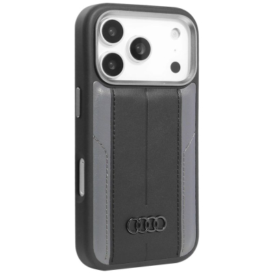 Kapak telefoni Audi Case A6 për iPhone 17 Pro, lëkurë sintetike, MagSafe, i zi