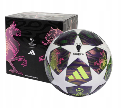 Top futbolli Adidas UCL LGE Box F, Budapest 26 Final, lejla e bardhë e verdhë