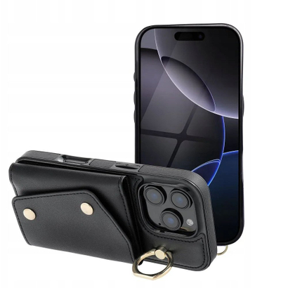 Këllëf portofol OEM Wonder për iPhone 13, me rrip, i zi