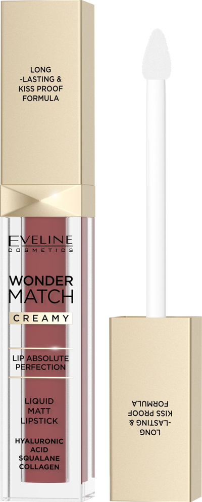 Buzëkuq i lëngshëm Eveline Wonder Match Matte, afatgjatë, 6.8ml, nuanca 07 Toffee