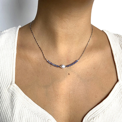 Varëse Alisia AL4109, argjend, rruaza tanzanite dhe perlë natyrale, argjendi