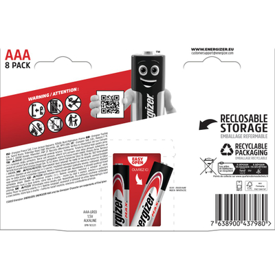 Bateritë Energizer Max AAA LR03, alkaline, pako 8 copë