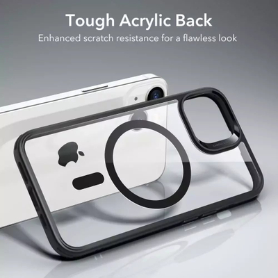 Mbrojtëse telefoni ESR Classic Hybrid HaloLock, MagSafe, për iPhone 14 Plus, e tejdukshme me kornizë të zezë