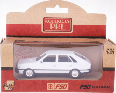 Maket makine Daffi PRL FSO Polonez, shkalla 1:43, metal plastikë gomë, i bardhë