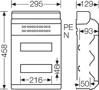 Kuti shpërndarëse modulare Hensel KV 9224 Z, 2x12 module, IP65, me kapak transparent