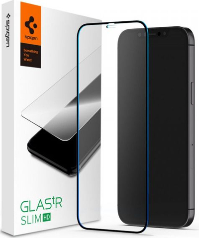 Xham mbrojtës Spigen për iPhone 12 / 12 Pro, i zi