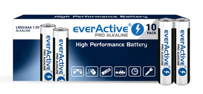 Bateri alkaline everActive Pro LR03 AAA, 1250mAh, 1.5V, 10 copë