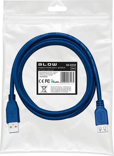 Kabllo zgjatues USB Blow 3.0 A në A, 1.5m, blu