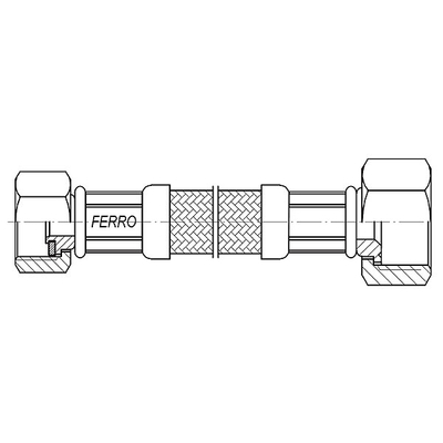 Gyp fleksibël uji Ferro PWS72, 35 cm, 1/2" x 3/4", argjendtë