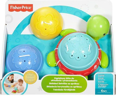 Lodër për banjo Fisher Price Bath Turtle DHW16, set me breshkë e guacka, shumëngjyrëshe