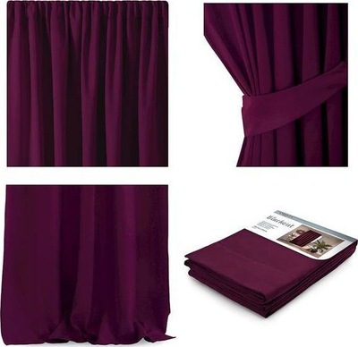 Perde blackout AmeliaHome Pleat, 140x270 cm, poliester, vjollcë e errët