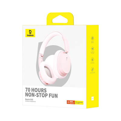 Безжични слушалки Baseus Bowie D05, Bluetooth 5.3, до 70 часа батерија, розова
