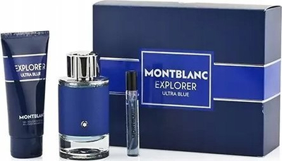 Set parfum për burra Montblanc Explorer Ultra Blue, EDP 100 ml, xhel dushi 100 ml, blu