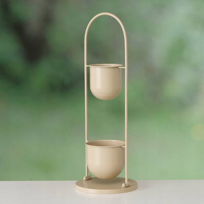 Vazo dekorative Boltze Home Camilo, 27cm, metal, kafe