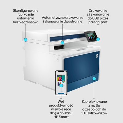 Мултифункционален печатач HP Color LaserJet Pro MFP 4302fdn, 33 стр/мин, сино/бело
