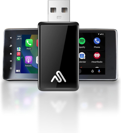 Adapter AutoSky Wireless CarPlay dhe Android Auto, konvertues nga kabllo në pa tela, plug and play, i zi