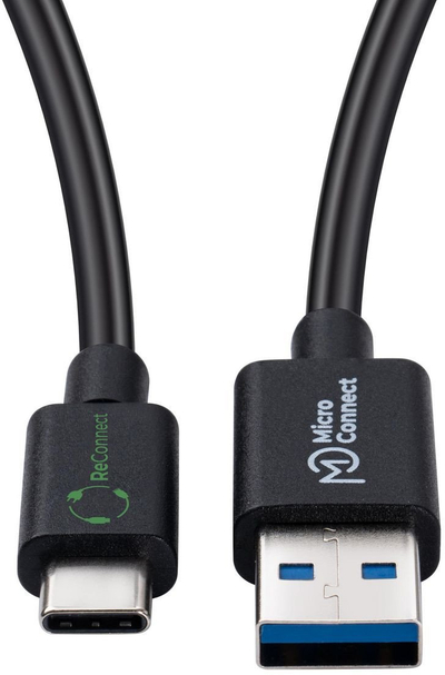 Kabllo USB Microconnect ECO USB 3.2 Gen 2, USB C me USB A, 1m, e zezë
