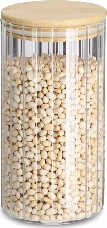 Kavanoz qelqi Zeller Present Rillen, 850 ml, kapak bambuje, transparent