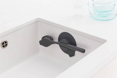 Furçë enësh Brabantia Dish Brush 117589, me kupë vakumi, gri e errët