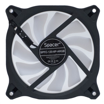 Ventilator kasë Spacer SPFC-120-6P-ARGB, 120mm, ARGB, i zi