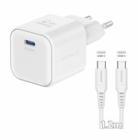 Karikues SWISSTEN GaN 1x USB-C 35W, PD + Kabllo USB-C/USB-C 1,2 M