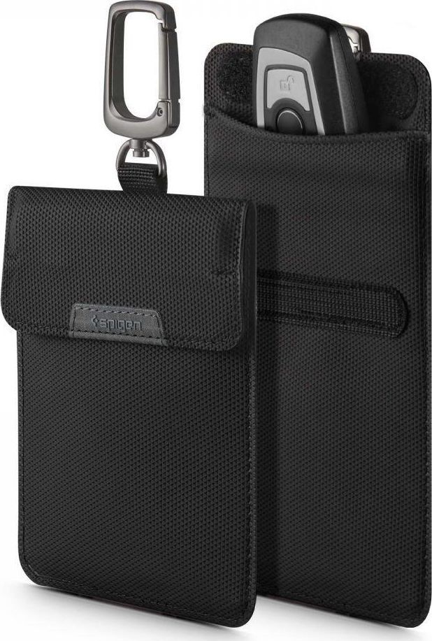 Çantë mbrojtëse Spigen Faraday Cage, RFID Keyless, bllokim sinjali, e zezë