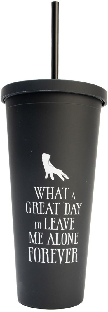 Gotë termusi Wednesday, 485ml, me kapak dhe pipëz, e zezë