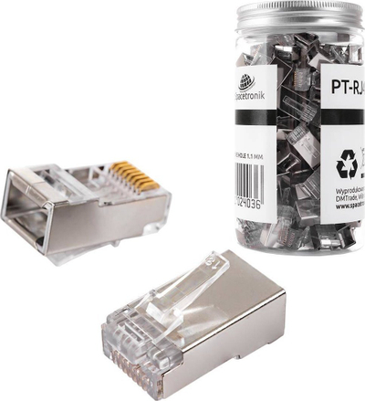 Fishe rrjeti RJ45 Spacetronik PT-RJ456FT-11, Cat6 FTP, set 100 copë, metalik