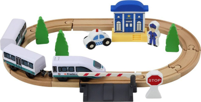 Set tren prej druri Leantoys, pistë 3.2 m, me aksesorë, shumëngjyrësh