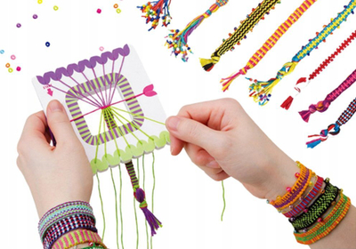 Set kreativ LEAN Toys për byzylykë, shabllon katror, fije shumëngjyrëshe