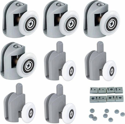 Set rrotullash për kabinë dushi AG527E, 8 copë, çelik inox, gri me të bardhë
