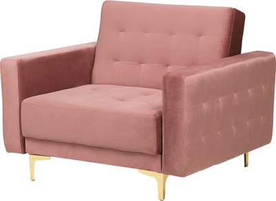 Poltronë ABERDEEN Velvet, kadife, këmbë metalike ngjyrë ari, rozë