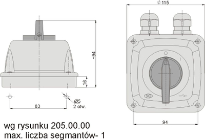 Ndërprerës rrotullues Elektromet Łuk 25-53, 1P, 25A, IP44