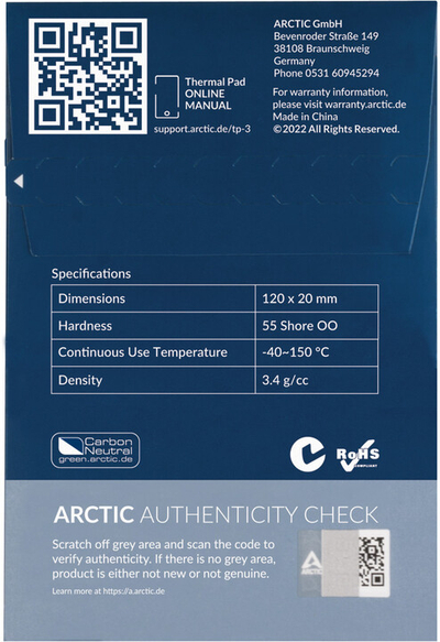 Термичка подлога Arctic TP-3 Thermal Pad 120x20x0,5мм (4 парчиња)