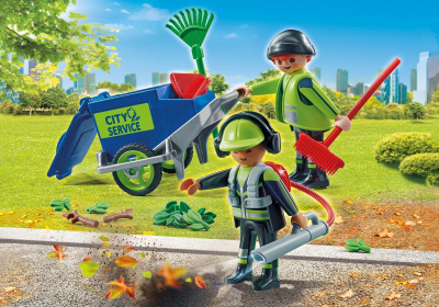 Set lodër PLAYMOBIL City Action 71434 Cleaning Team, figura, makinë pastrimi rruge, shumëngjyrësh