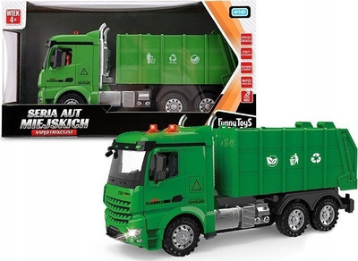 Lodër kamion plehrash Artyk Funny Toys for Boys, me drita edhe zëra, me mekanizëm friksioni, jeshil