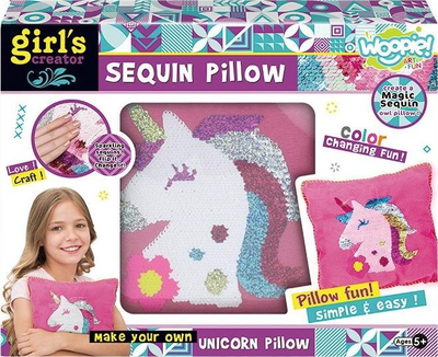 Set kreativ për qepje jastëku njëbrirësh Woopie Art&Fun, me llustra, për kalamaj 5+, rozë