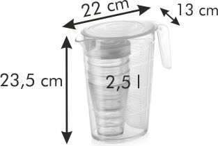 Karakafkë Tescoma MyDRINK, 2.5L, set me gota plastike, portokalli
