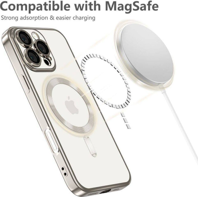 Kopertinë Tech Protect MagFlex MagSafe për iPhone 16 Pro, transparente, Shiny Titanium